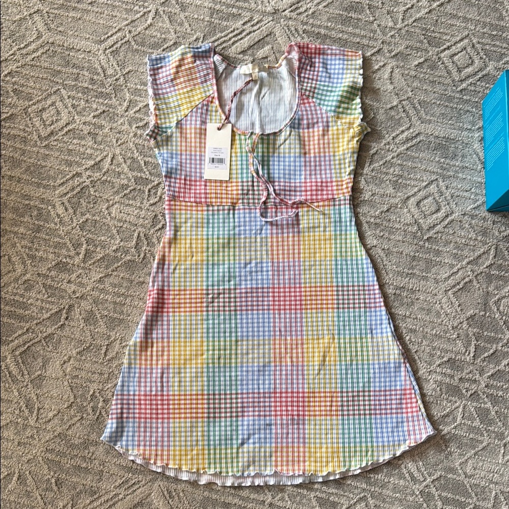 LoveShackFancy Pink and Yellow Flutter Sleeve Sundress